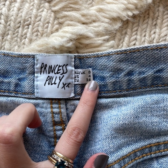 Princess Polly Holly Cross Over Straight Leg Jeans- size 4 - Picture 4 of 5